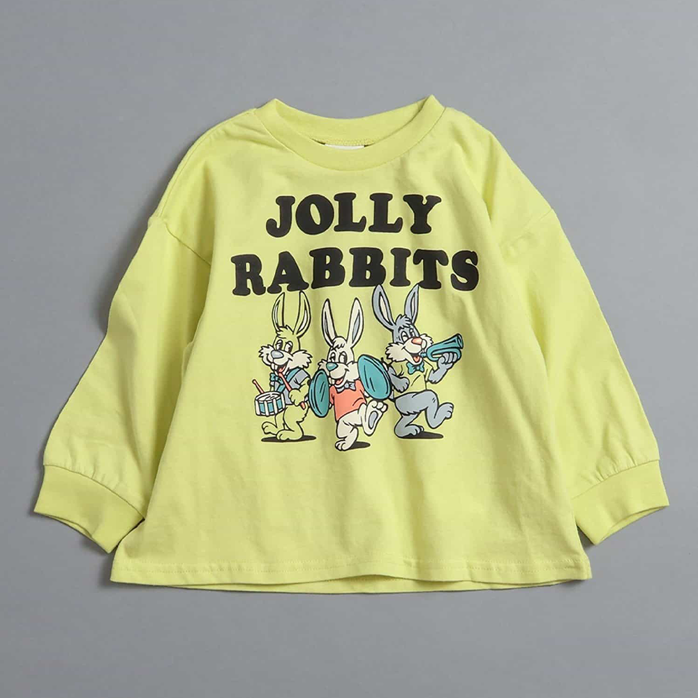 俏皮印花薄長袖上衣-兔子樂隊-萊姆黃