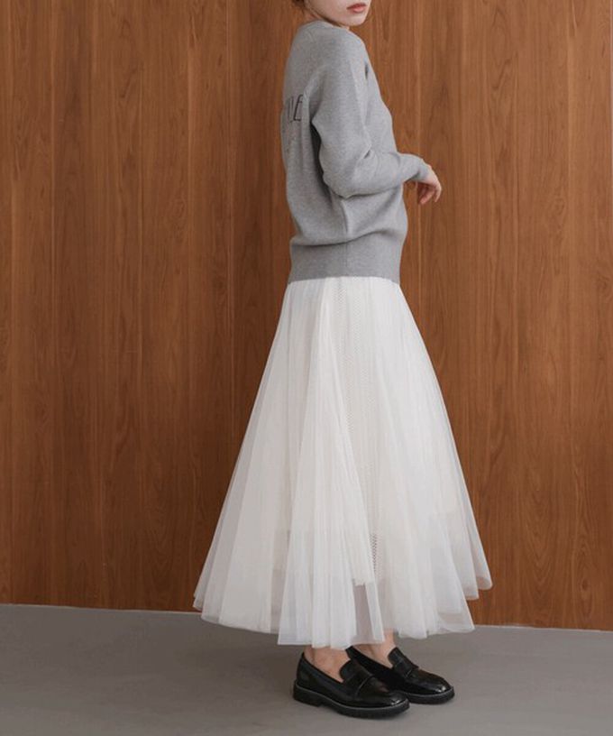 日本 Bab - 華麗優雅層次緹花鬆緊紗裙-咖啡棕