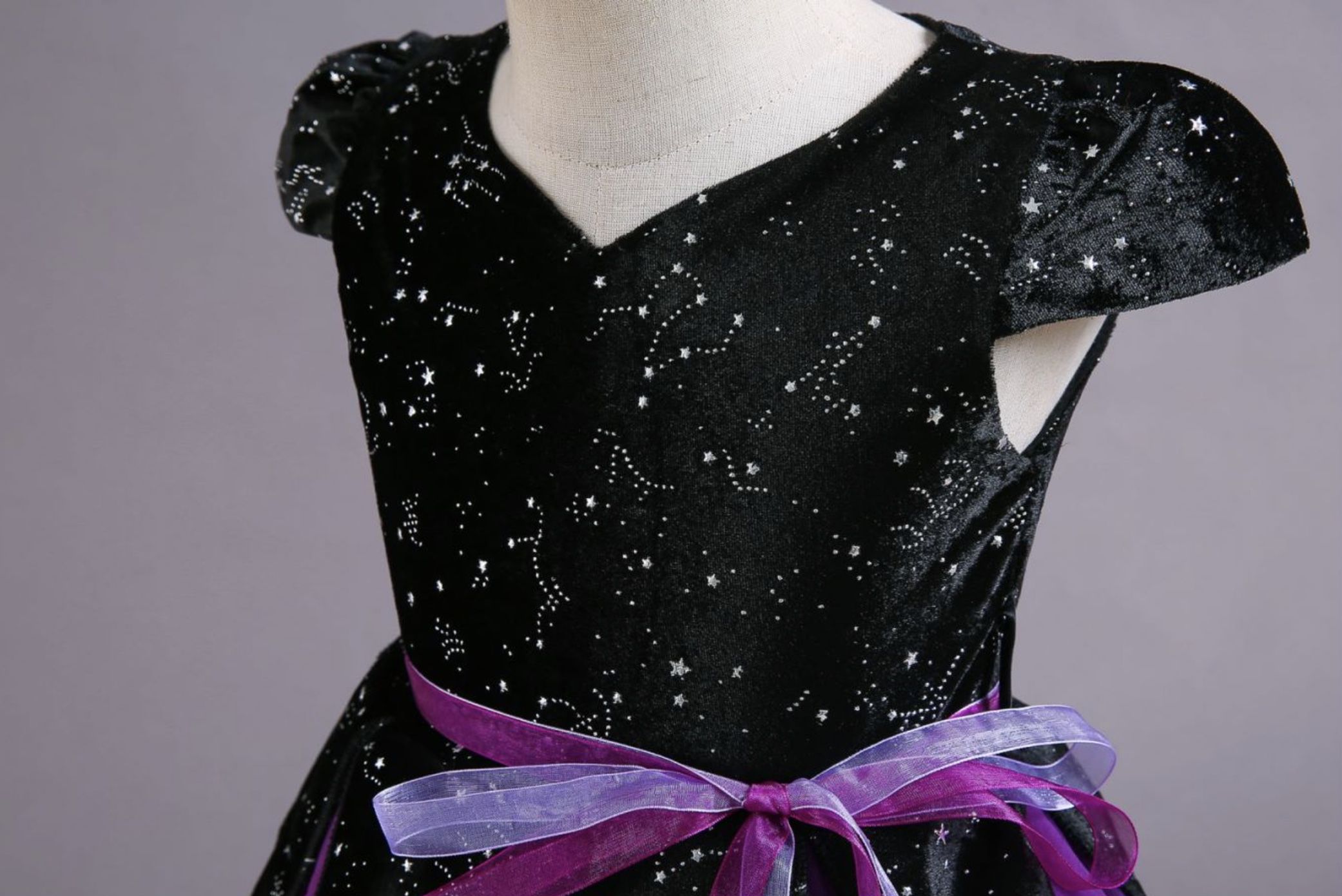 love, charlotte - 質感星空紫色澎裙巫婆洋裝-洋裝, 巫婆帽