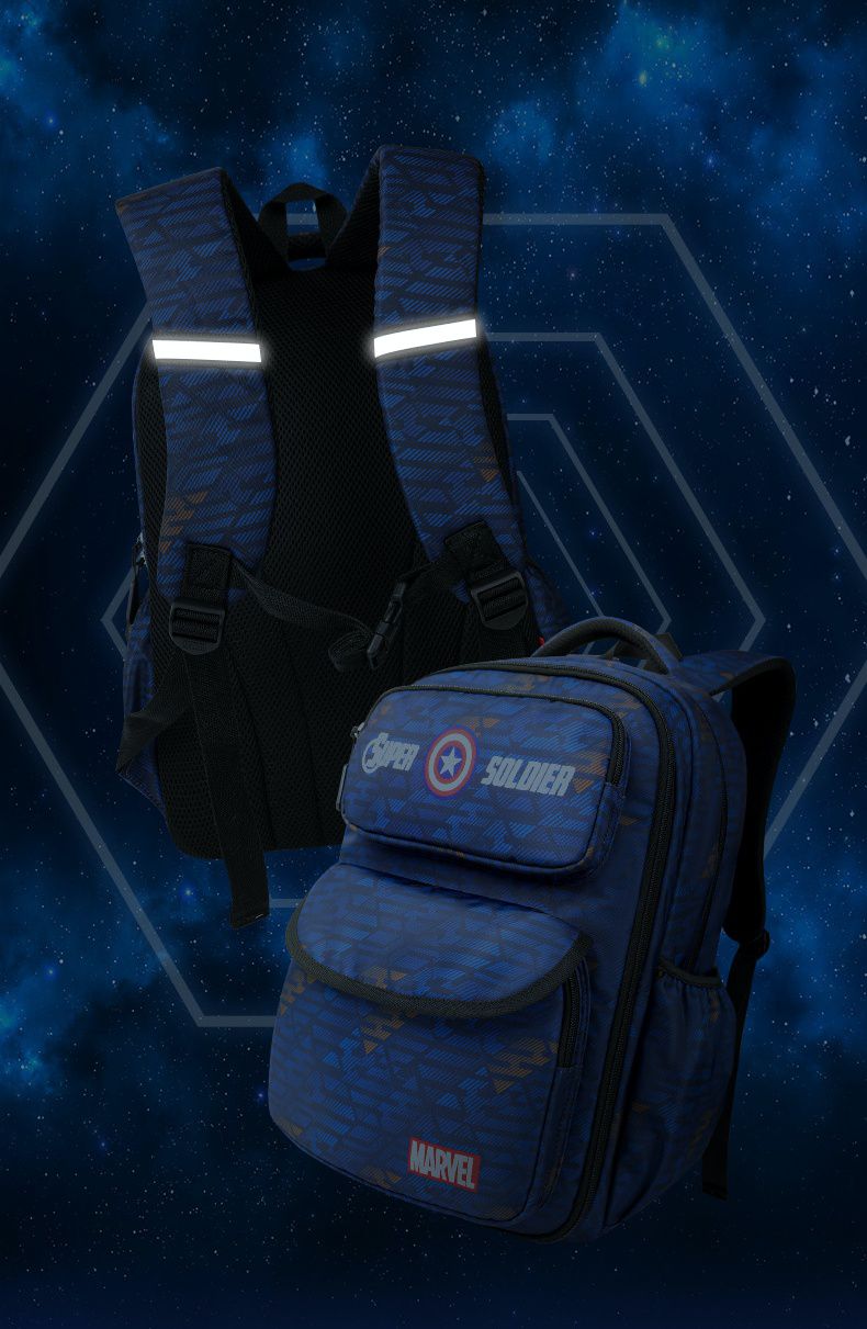 卡通大容量多功能透氣減壓書包-卡通人物蜘蛛人-深藍色 (建議160-175cm)-32x21x47cm