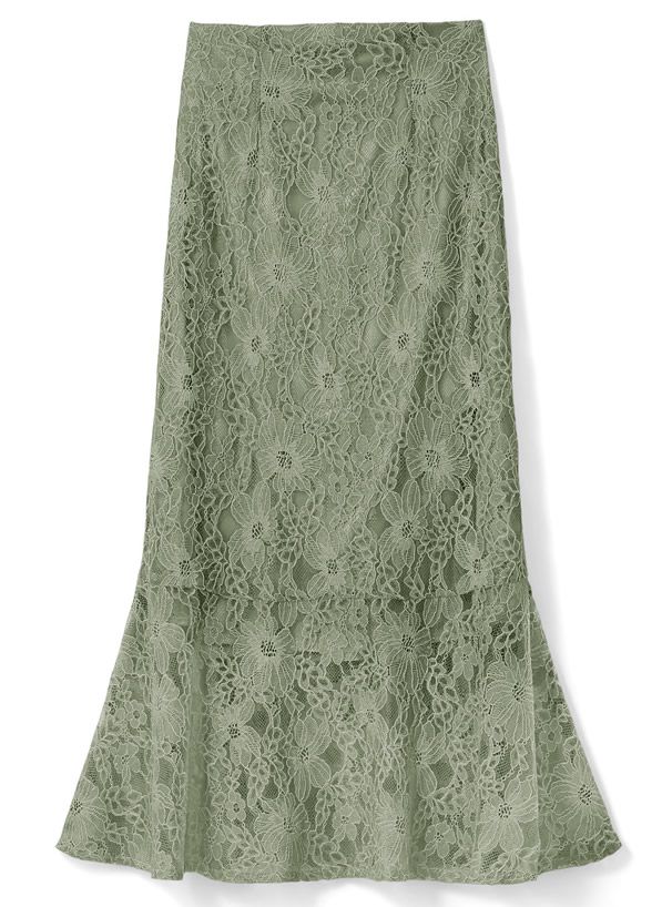 日本 GRL - 古典優雅蕾絲魚尾長裙-星塵粉