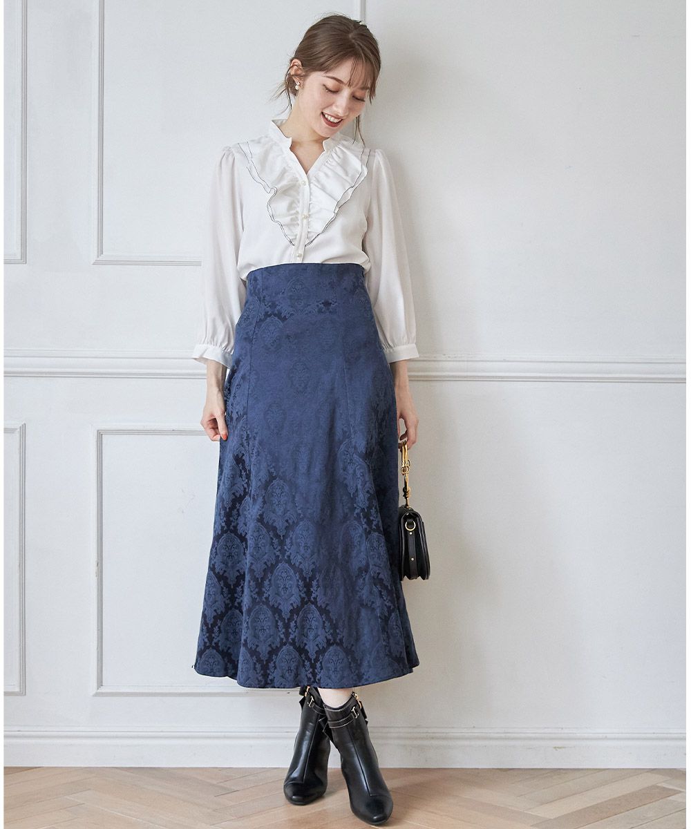 日本 tocco-closet - 後綁帶歐風修身長裙-海軍藍