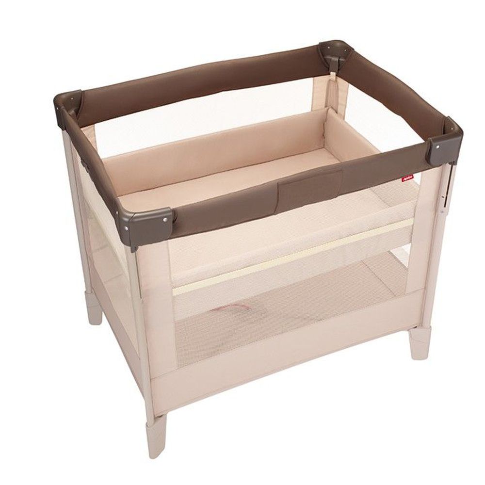 日本 Aprica - COCONEL Air 任意床/可折疊移動式/可攜帶式嬰兒床-拿鐵棕 BR