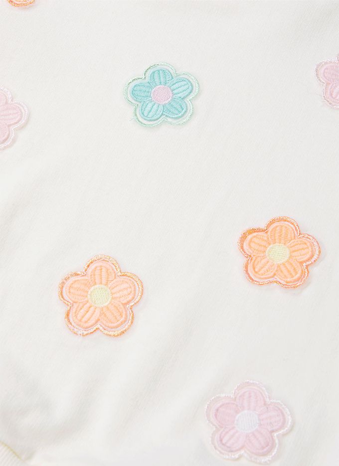 韓國 OZKIZ - 清爽圓花點綴澎澎袖上衣-象牙白