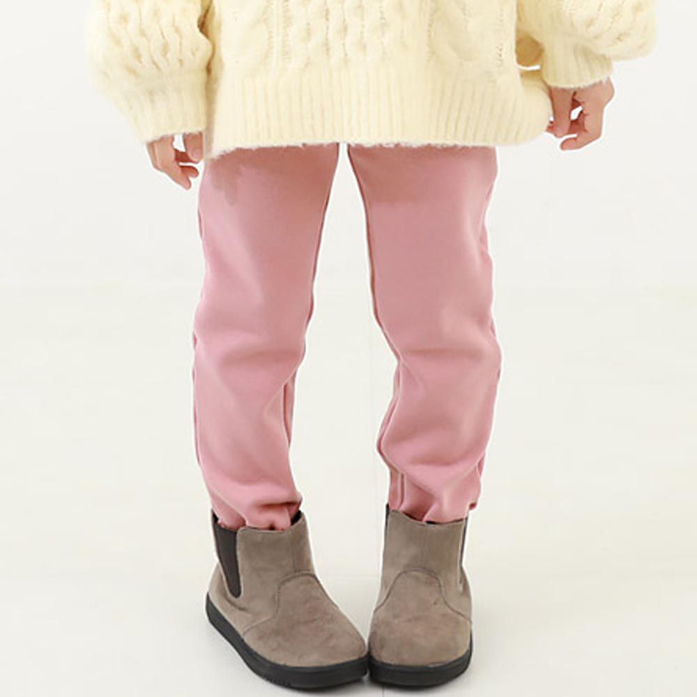 日本 devirock - RICH WARM 刷毛保暖合身長褲-粉紅