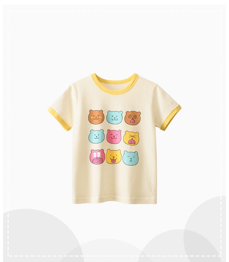 純棉短袖上衣-熊熊表情包-杏色