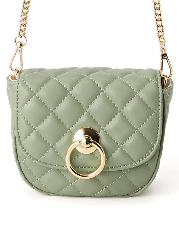 日本 GRL - 馬鞍形格紋金屬鏈小包/側背包-黑