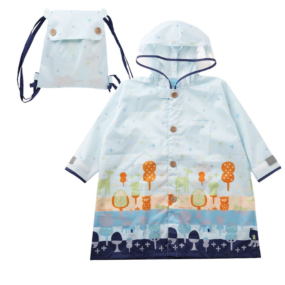 日本 kukka hippo - 小童雨衣(附收納袋)-森林散步