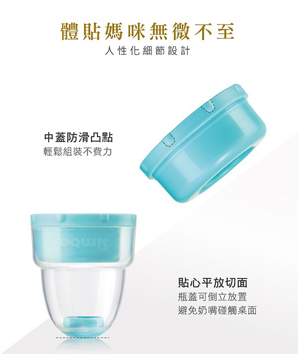 Simba 小獅王辛巴 - 不滴水標準瓶蓋組-天藍