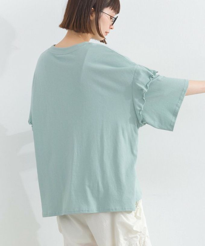 日本 Lupilien - 接觸冷感 學院風印花荷葉寬袖上衣-橘