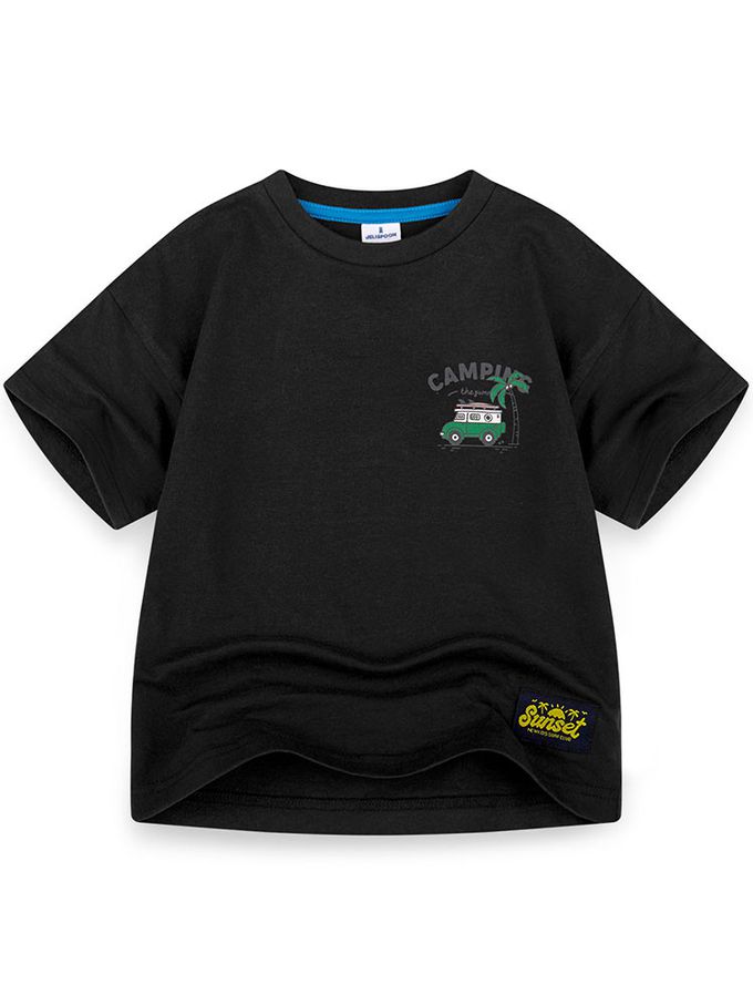 韓國 Jelispoon - 露營車車印短袖上衣-象牙白