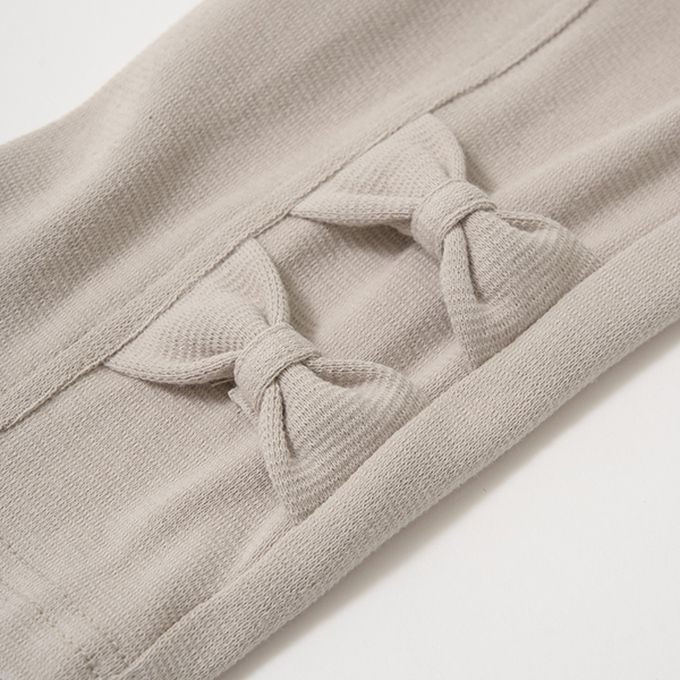 日本 Lycee mine - 定番蝴蝶結簡潔舒適長褲-摩卡