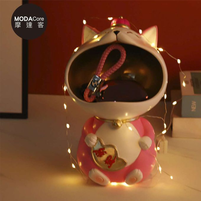 MODACore 摩達客 - 摩達客◉春節開運◉紅白大嘴招財猫擺飾-糖果收納聚寶盆
