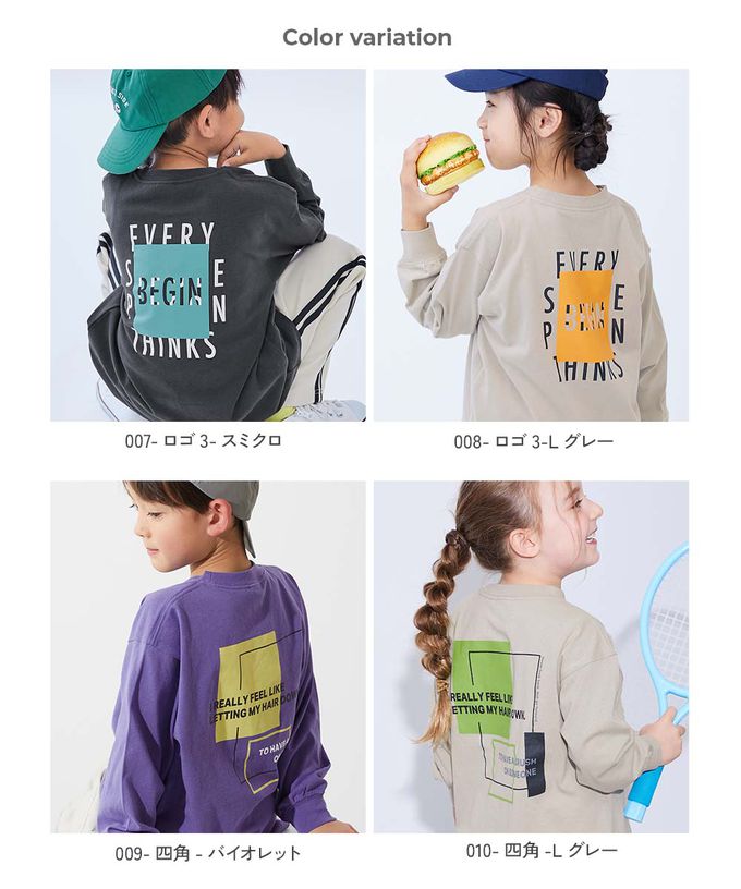 日本 devirock - 100%棉 定番印花寬版長袖上衣-幾何LOGO-紫