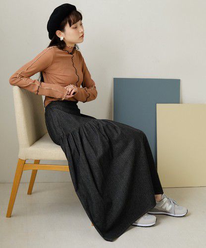 日本 Bou Jeloud - 簡約丹寧長裙-深藍