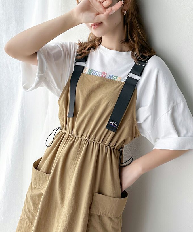 日本 Classical Elf - Java聯名 美式休閒抽繩吊帶裙-黑