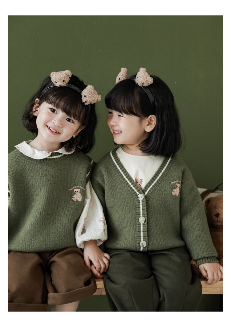 腰鬆緊五分百搭寬褲-熊熊-綠色