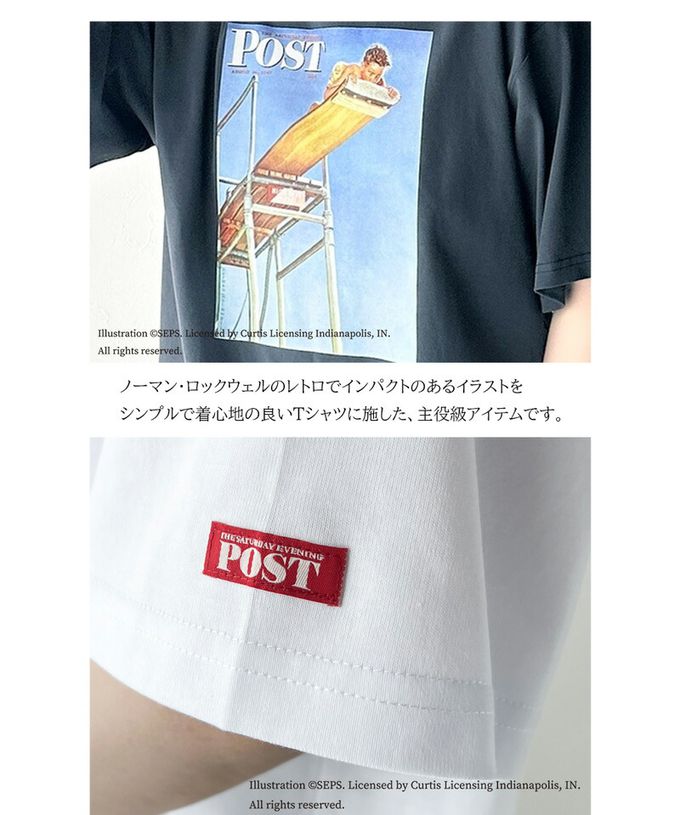 日本 Classical Elf - 設計師聯名 復古印花寬版T恤-跳水男孩-白