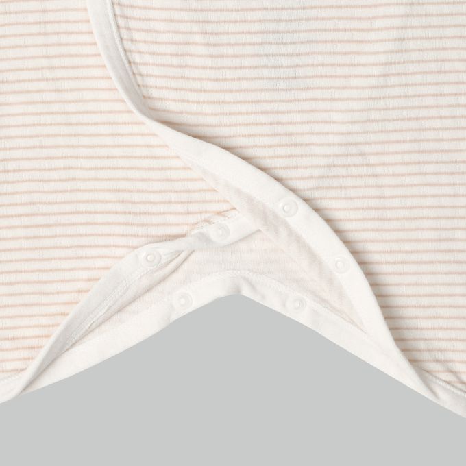 akachan honpo - 長袖新生兒內衣4件組蓬鬆棉質-按扣款-淺卡其色 (50~60cm)