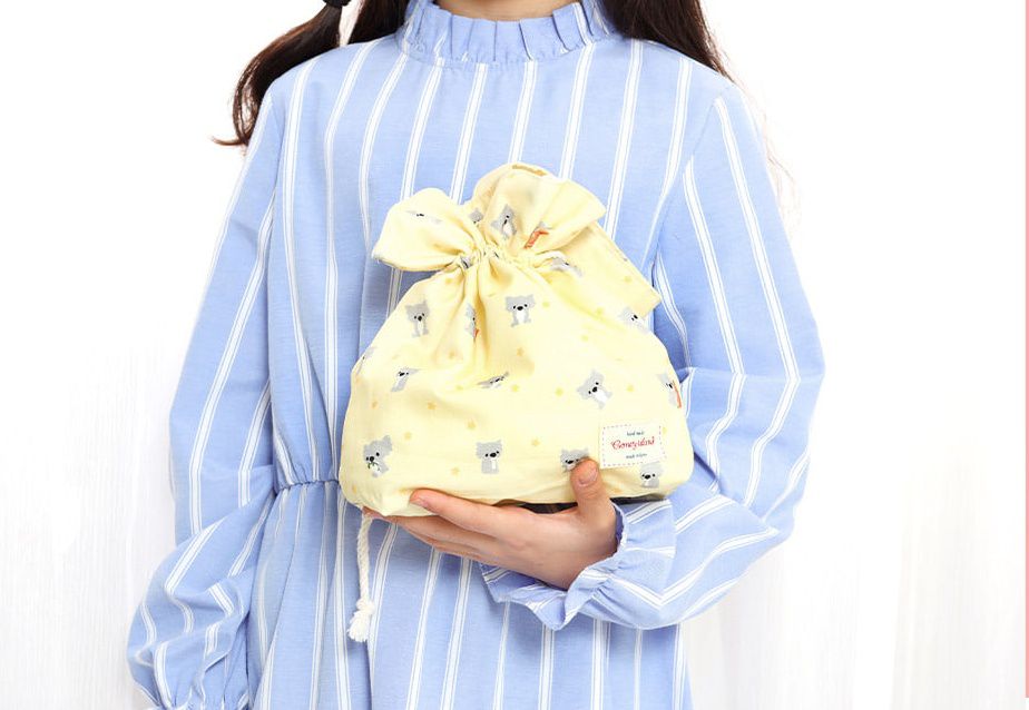 韓國 Coney Island - 防水束口便當袋/收納袋-灰色星星 (25.5X25.5X8cm)