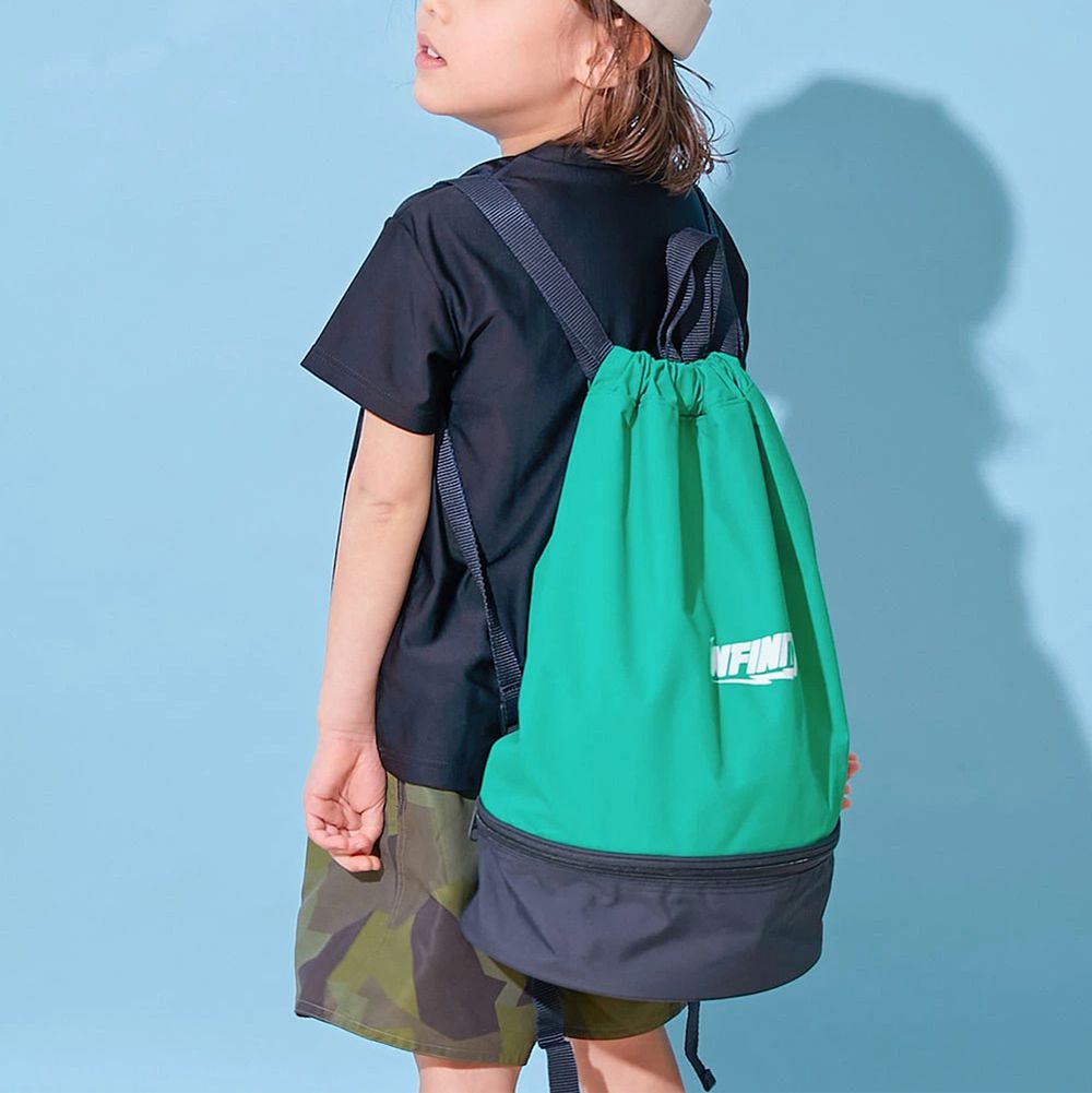雙層設計防水便利游泳背包/水桶包-草綠x深藍