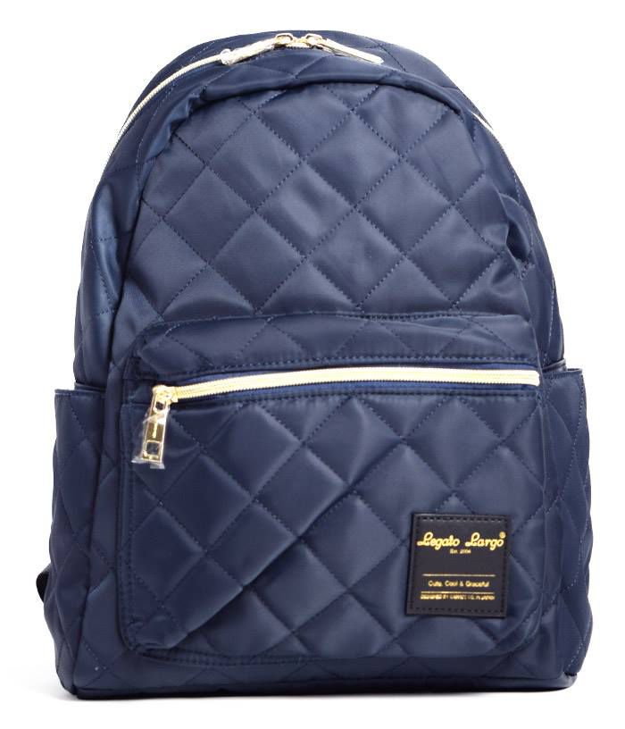 日本 Legato Largo - 菱格紋微光後背包-NV海軍藍 (26x35x13cm)