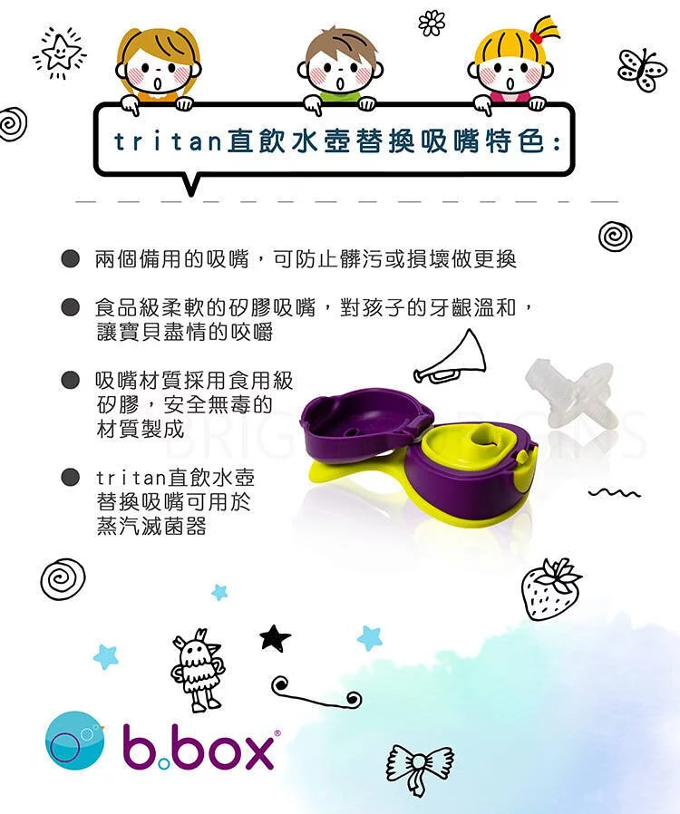 澳洲 b.box - 直飲水壺替換吸嘴兩入