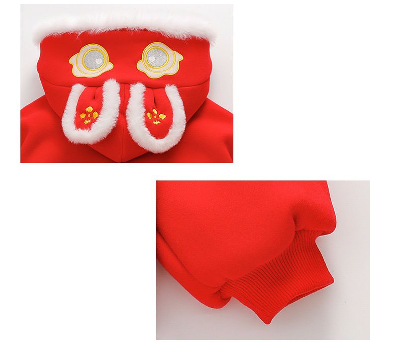 加絨喜氣洋洋拜年套裝-萌萌兔子年獸-紅+白