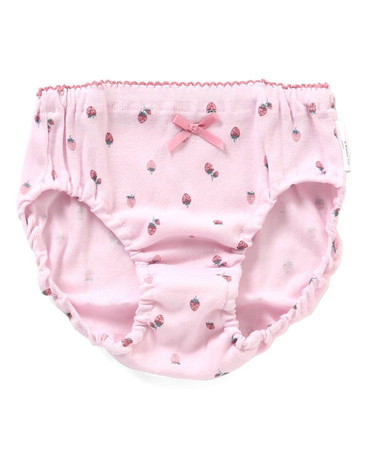 日本 apres les cours - 100%棉 舒適花苞三角內褲(女童)-草莓-象牙白