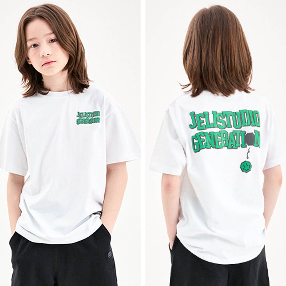 美式字印純棉短袖上衣-白