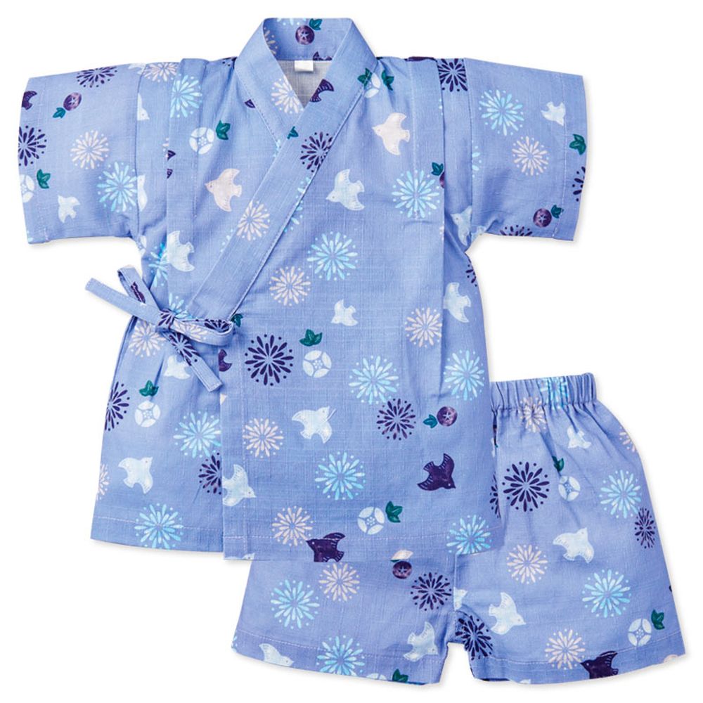 兩件式甚平-千鳥紋-藍色