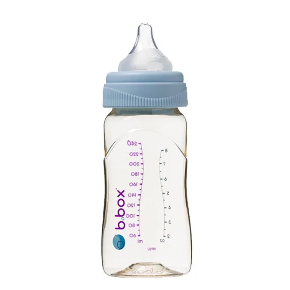澳洲 b.box - PPSU嬰兒寬口圓孔奶瓶-馬卡龍藍-240ml