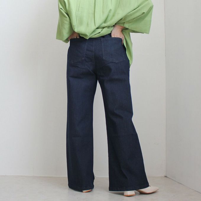 日本女裝代購 - Coolish 接觸涼感舒適快乾丹寧寬褲-淺藍