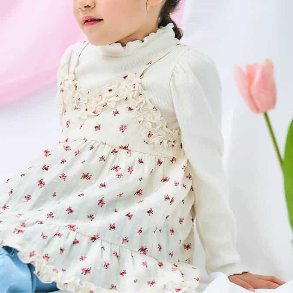 木耳小高領甜美百搭長袖上衣-素面-象牙白