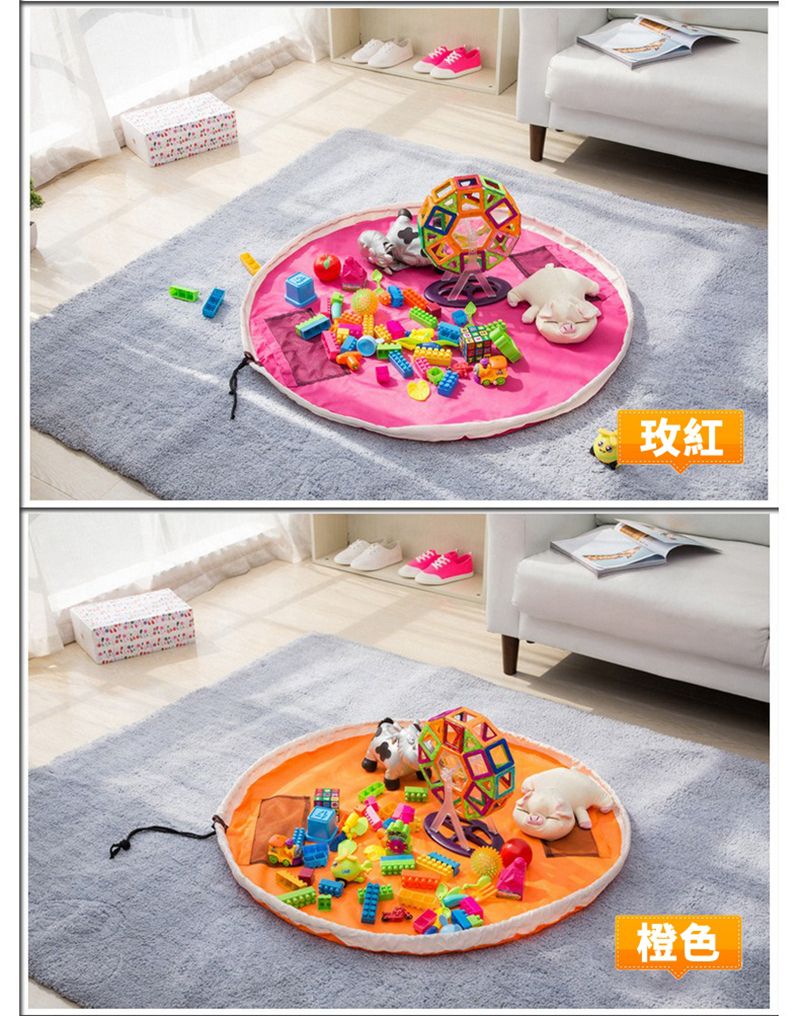 Vanibaby - 玩具收納袋 -防水/快速收納-橙色 (M號(直徑94cm ))