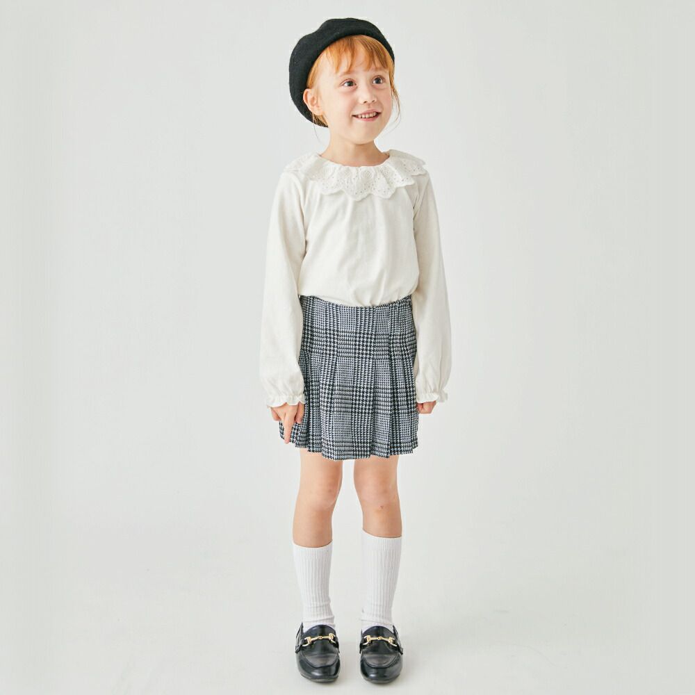 日本 evercloset - [時髦多層次]大蕾絲領長袖內搭上衣-白