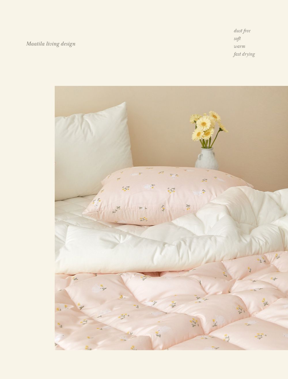 韓國 Maatila - 可水洗超細纖維桃皮感棉被(冬被)-粉紅小兔