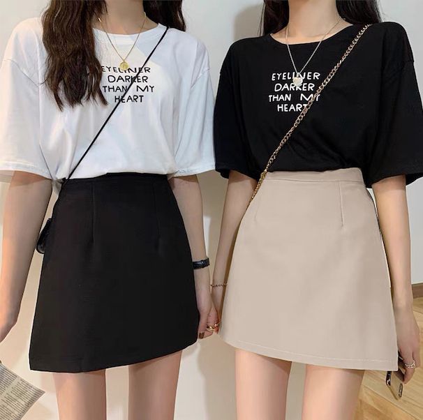 日本 GRL - 百搭簡約短裙-象牙杏