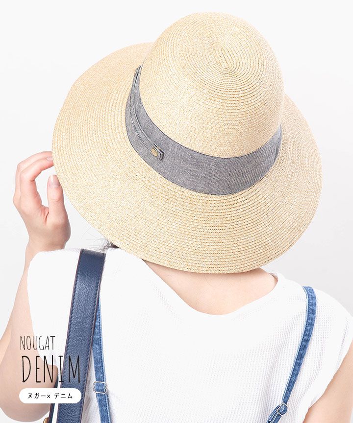 日本 irodori - 抗UV可捲收 大緞帶遮陽草帽(附防風帽帶)-杏x黑緞帶