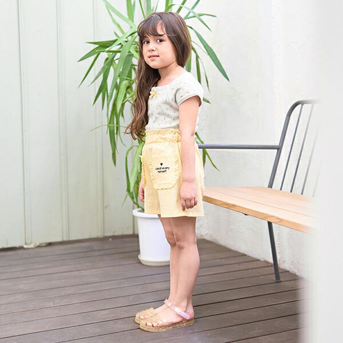 日本 Lycee mine - 100%棉 印花蕾絲滾邊短袖上衣-燕麥灰