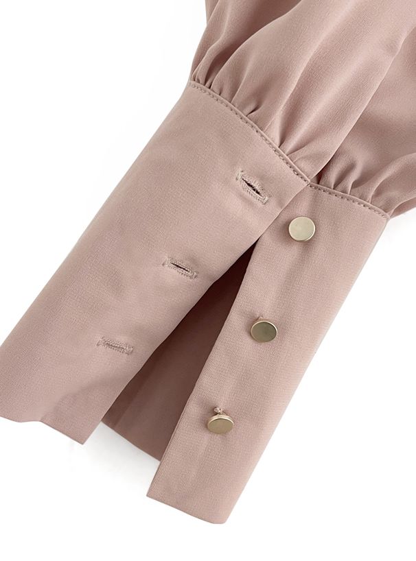 日本 GRL - 華麗側紐結澎澎袖上衣-櫻花粉