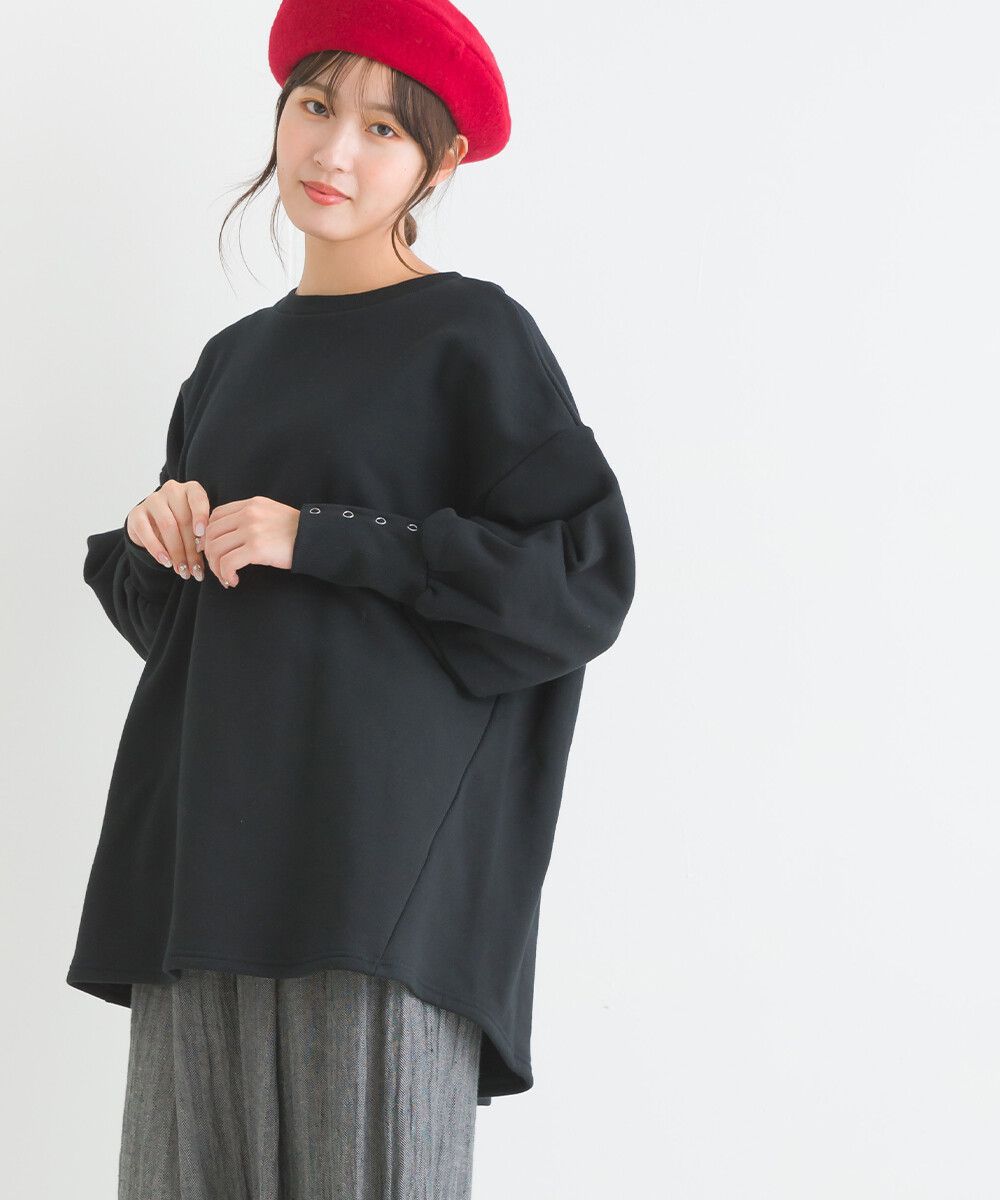 日本女裝代購 - 裏起毛典雅束口袖長袖上衣-象牙