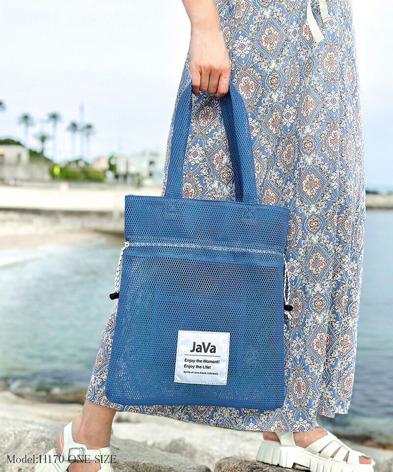 日本 Classical Elf - Java聯名 休閒抽繩洞洞提袋-深藍