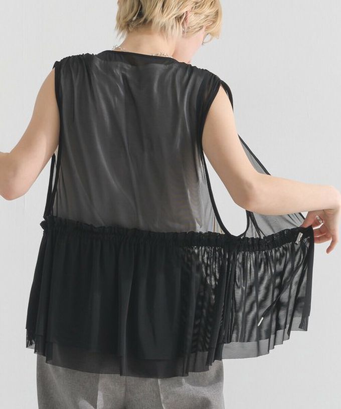 日本 le colis - 仙氣薄紗層次穿搭背心(腰抽繩)-暈染紫