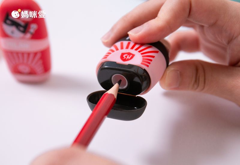 MILAN - 太空膠囊橡皮擦+削筆器_螢光系列_魔力紅