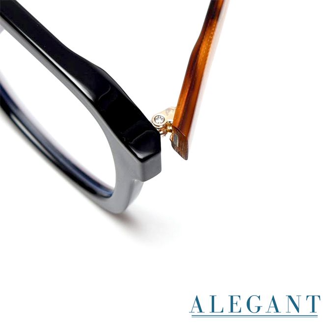 ALEGANT - 經典質感海曜黑威靈頓框插芯設計板材UV400濾藍光眼鏡