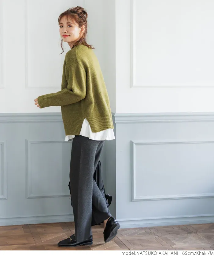 日本 COCA - ふあふあ 柔軟百搭針織毛衣-小立領-淺粉