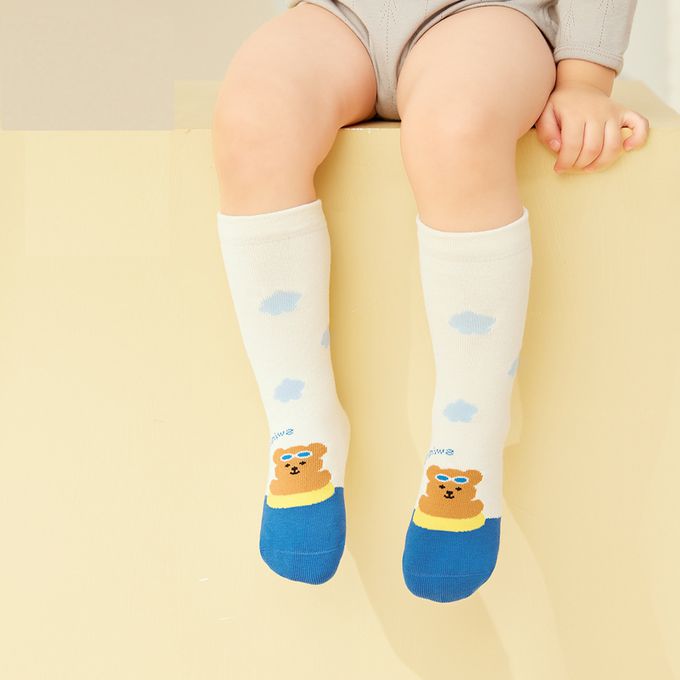 可愛度假小熊無骨中筒棉襪(腳長9cm起)
