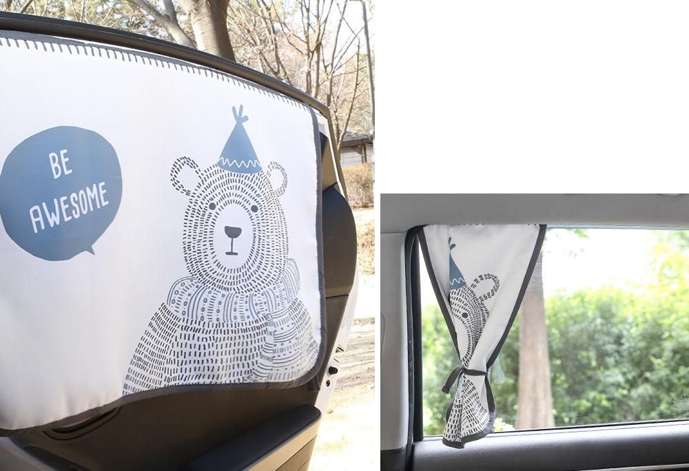 韓國 Bebe Deco - 完美遮光六層磁鐵遮陽窗簾-冬季大熊 (65*45cm)