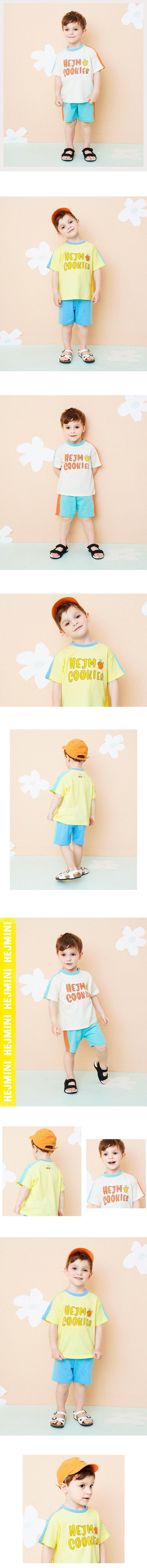 韓國 HEJMINI - 側邊拼接色套裝-檸檬黃